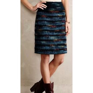 Anthropologie Maeve Feathered Wool Skirt Size 8‎ Multicolor